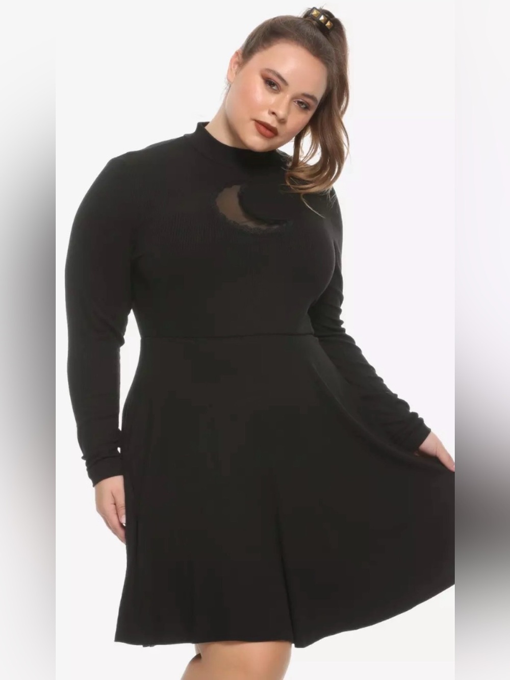 Hot Topic moon cut out long sleeve dress mock neck emo goth punk Halloween 2X
